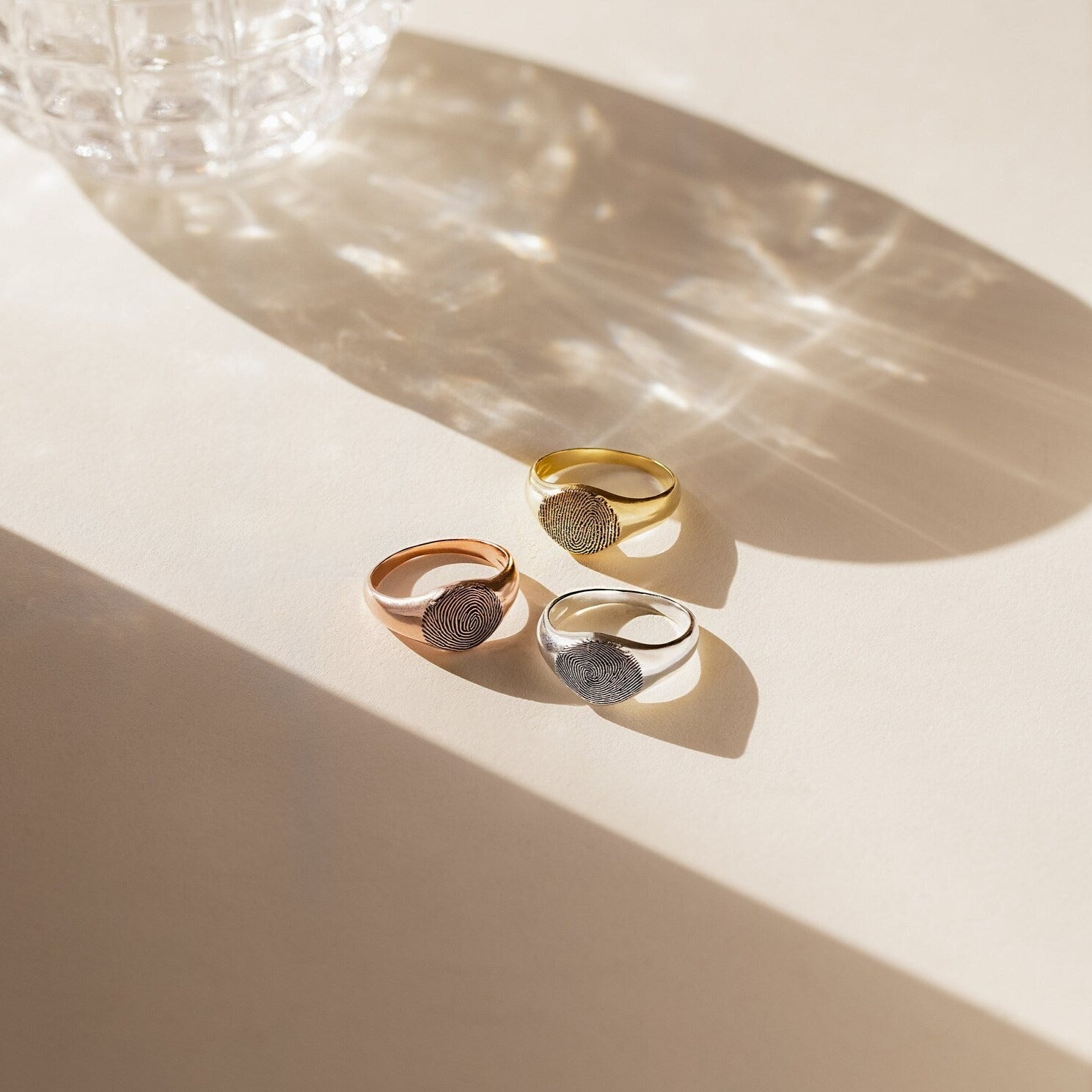 Memorial Remembrance: Personalized Fingerprint Signet Ring Rose Gold